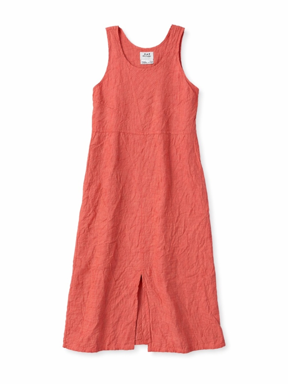 Vintage Flax Linen Cotton Blend Coral Peach Seersucker Maxi Dress SzM EUC 52”